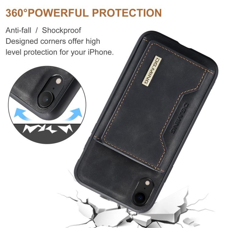 Portafoglio multiuso a 3 ante DG.MING serie M2 + custodia magnetica per telefono, For iPhone XR