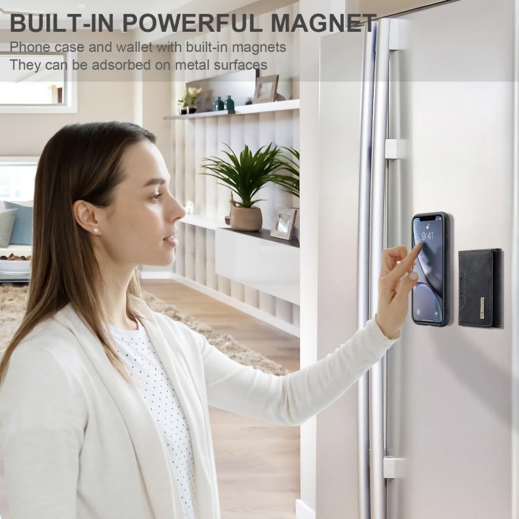 Portafoglio multiuso a 3 ante DG.MING serie M2 + custodia magnetica per telefono, For iPhone XR