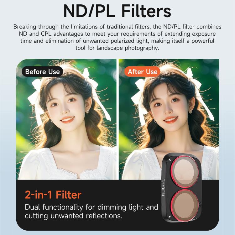 Filtro per obiettivo fotocamera Sunnylife per DJI Osmo Pocket 4P, MCUV, CPL, ND8, ND16, ND32, ND64, ND8/PL, ND16/PL, ND32/PL, ND64/PL, Black Mist 1/4, 3 in 1 Shadow Filter Set, 3 in 1 Mixed Filter Set, 4 in 1 ND/PL Set, 4 in 1 ND Set                   ...