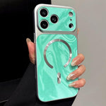 Custodia magnetica per telefono in ecopelle con motivo a onde d'acqua., For iPhone 18, For iPhone 18 Pro