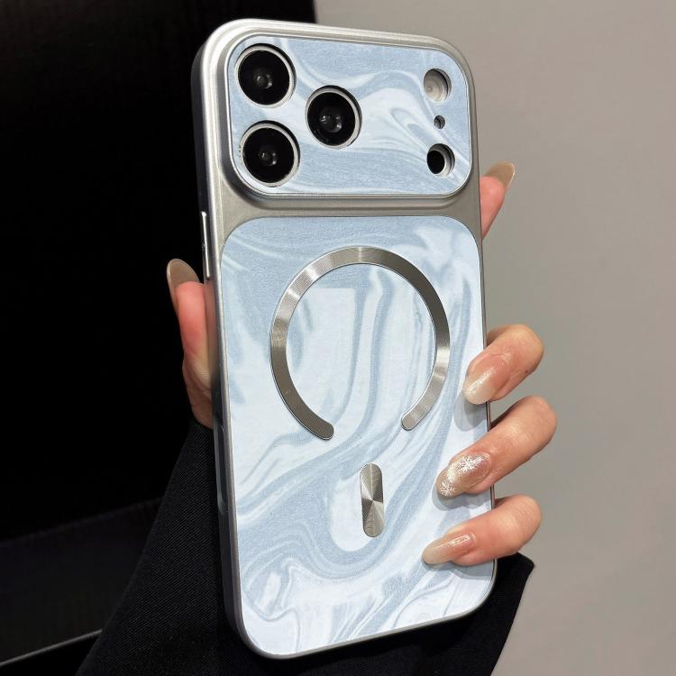 Custodia magnetica per telefono in ecopelle con motivo a onde d'acqua., For iPhone 18 Pro Max, For iPhone 17 Pro Max