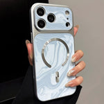 Custodia magnetica per telefono in ecopelle con motivo a onde d'acqua., For iPhone 18 Pro Max, For iPhone 17 Pro Max