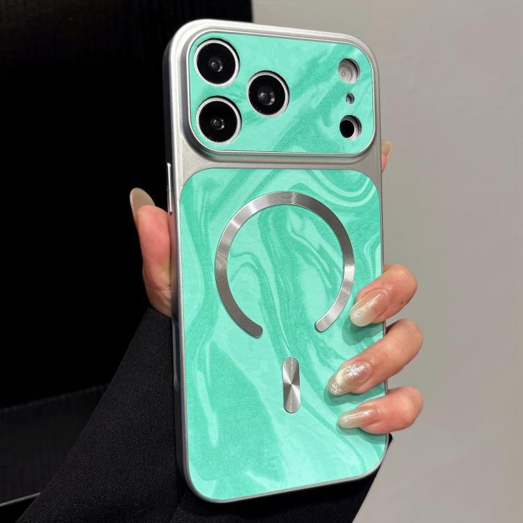 Custodia magnetica per telefono in ecopelle con motivo a onde d'acqua., For iPhone 17 Pro, For iPhone 17