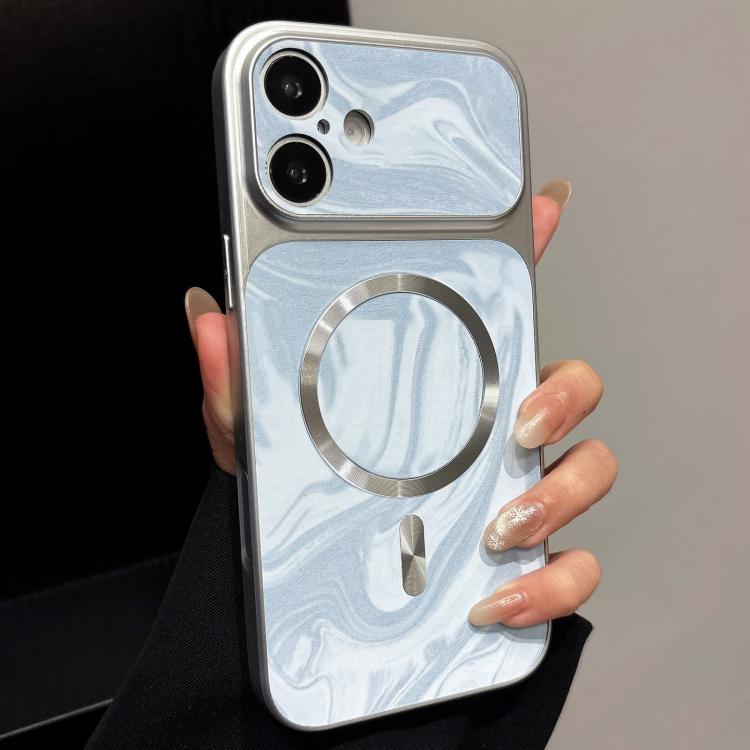 Custodia magnetica per telefono in ecopelle con motivo a onde d'acqua., For iPhone 17 Pro, For iPhone 17