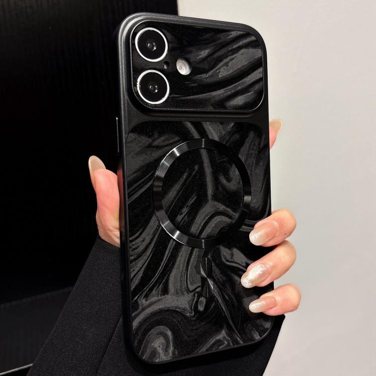 Custodia magnetica per telefono in ecopelle con motivo a onde d'acqua., For iPhone 17 Pro, For iPhone 17