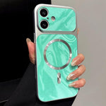 Custodia magnetica per telefono in ecopelle con motivo a onde d'acqua., For iPhone 17 Pro, For iPhone 17