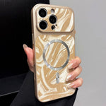 Custodia magnetica per telefono in ecopelle con motivo a onde d'acqua., For iPhone Air, For iPhone 16 Pro Max