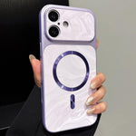 Custodia magnetica per telefono in ecopelle con motivo a onde d'acqua., For iPhone 16 Pro, For iPhone 16 Plus