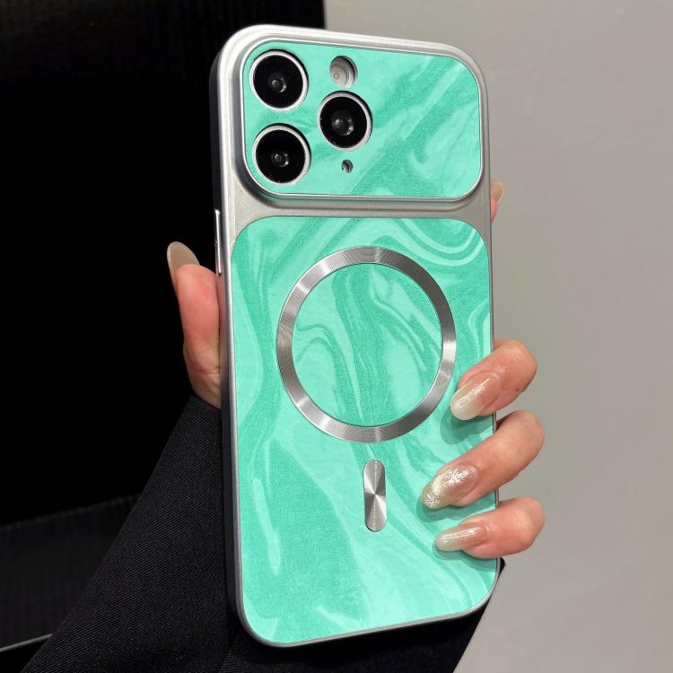 Custodia magnetica per telefono in ecopelle con motivo a onde d'acqua., For iPhone 15 Pro, For iPhone 15 Plus