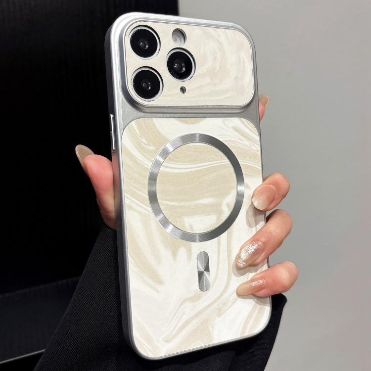 Custodia magnetica per telefono in ecopelle con motivo a onde d'acqua., For iPhone 15, For iPhone 14 Pro