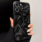 Custodia magnetica per telefono in ecopelle con motivo a onde d'acqua., For iPhone 15, For iPhone 14 Pro