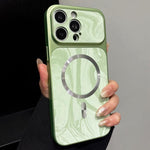 Custodia magnetica per telefono in ecopelle con motivo a onde d'acqua., For iPhone 15, For iPhone 14 Pro