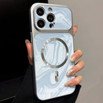 Custodia magnetica per telefono in ecopelle con motivo a onde d'acqua., For iPhone 14 Pro Max