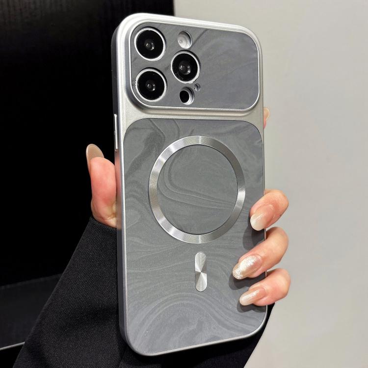 Custodia magnetica per telefono in ecopelle con motivo a onde d'acqua., For iPhone 14 Pro Max