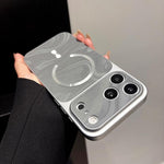 Custodia magnetica per telefono in ecopelle con motivo a onde d'acqua., For iPhone 16 Pro, For iPhone 16 Plus