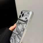 Custodia magnetica per telefono in ecopelle con motivo a onde d'acqua., For iPhone 14 Pro Max