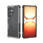 Custodia magnetica antiurto per telefono con texture in fibra di carbonio e airbag, resistente agli urti., For Galaxy S26+ 5G, For Galaxy S26 Ultra 5G, For Galaxy S26 5G, For Galaxy S25 Ultra 5G, For Galaxy S24 Ultra 5G, For Galaxy S24 5G