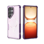 Custodia magnetica antiurto per telefono con texture in fibra di carbonio e airbag, resistente agli urti., For Galaxy S26+ 5G, For Galaxy S26 Ultra 5G, For Galaxy S26 5G, For Galaxy S25 Ultra 5G, For Galaxy S24 Ultra 5G, For Galaxy S24 5G