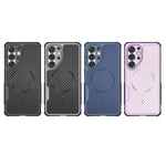 Custodia magnetica antiurto per telefono con texture in fibra di carbonio e airbag, resistente agli urti., For Galaxy S26+ 5G, For Galaxy S26 Ultra 5G, For Galaxy S26 5G, For Galaxy S25 Ultra 5G, For Galaxy S24 Ultra 5G, For Galaxy S24 5G