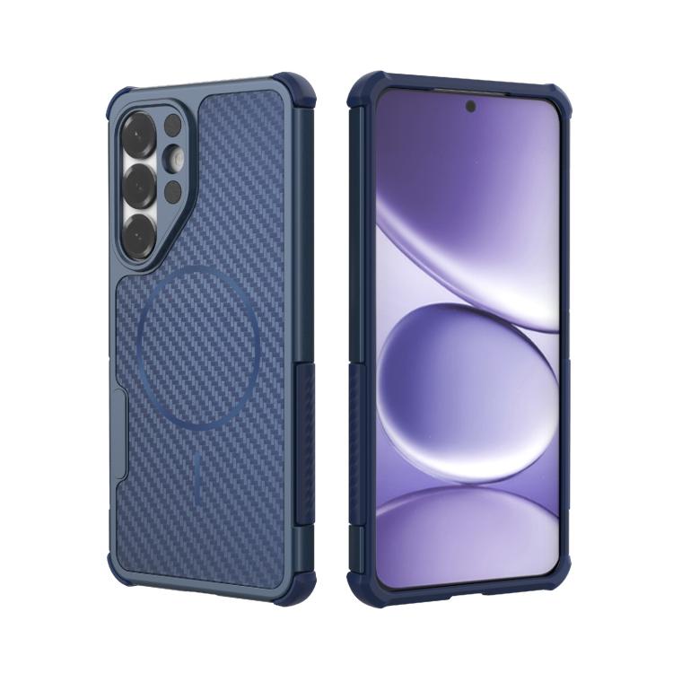 Custodia magnetica antiurto per telefono con texture in fibra di carbonio e airbag, resistente agli urti., For Galaxy S26+ 5G, For Galaxy S26 Ultra 5G, For Galaxy S26 5G, For Galaxy S25 Ultra 5G, For Galaxy S24 Ultra 5G, For Galaxy S24 5G