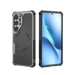 Custodia magnetica antiurto per telefono con texture in fibra di carbonio e airbag, resistente agli urti., For Galaxy S26+ 5G, For Galaxy S26 Ultra 5G, For Galaxy S26 5G, For Galaxy S25 Ultra 5G, For Galaxy S24 Ultra 5G, For Galaxy S24 5G