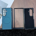 Custodia per telefono in pelle con texture in fibra di carbonio e albero pieghevole MagSafe., For Galaxy Fold8 Ultra 5G