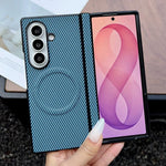 Custodia per telefono in pelle con texture in fibra di carbonio e albero pieghevole MagSafe., For Galaxy Fold8 Ultra 5G