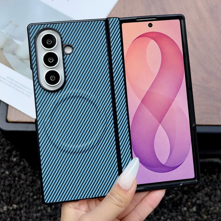 Custodia per telefono in pelle con texture in fibra di carbonio e albero pieghevole MagSafe., For Galaxy Fold8 Ultra 5G