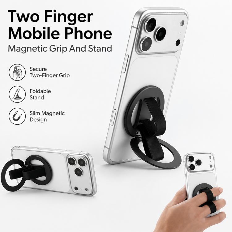 CAS-007 Supporto magnetico pieghevole con doppio anello per telefono, CAS-007
