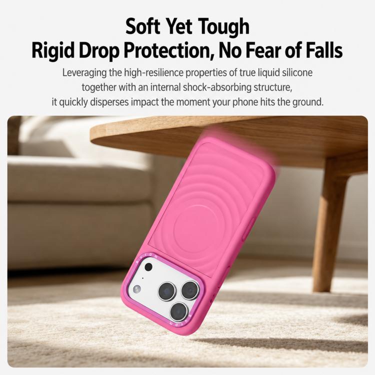 Cornice in silicone liquido, pannello posteriore ibrido a onde, custodia magnetica per telefono, For iPhone 17 Pro