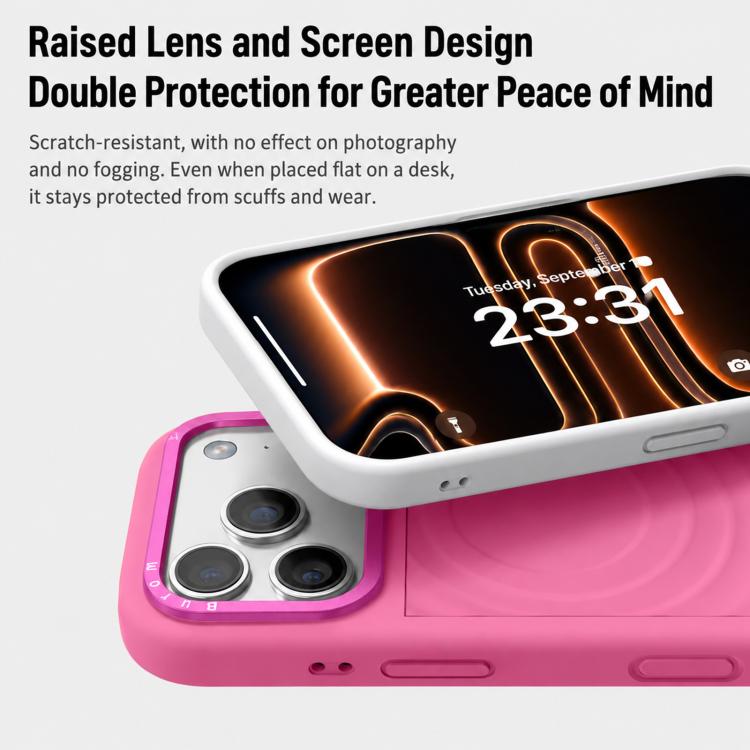 Cornice in silicone liquido, pannello posteriore ibrido a onde, custodia magnetica per telefono, For iPhone 17 Pro