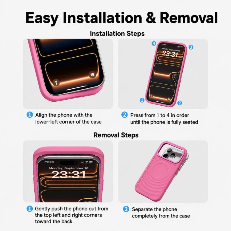 Cornice in silicone liquido, pannello posteriore ibrido a onde, custodia magnetica per telefono, For iPhone 17 Pro