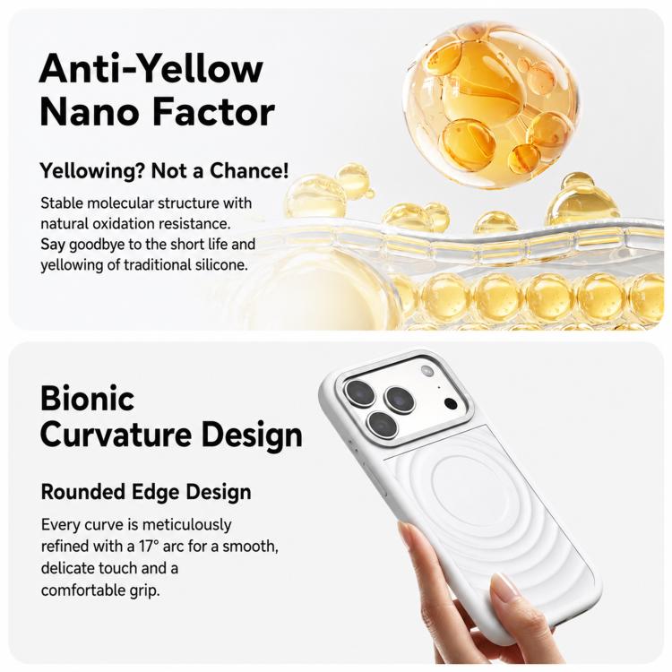 Cornice in silicone liquido, pannello posteriore ibrido a onde, custodia magnetica per telefono, For iPhone 17 Pro