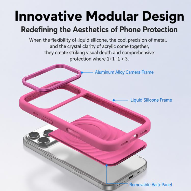 Cornice in silicone liquido, pannello posteriore ibrido a onde, custodia magnetica per telefono, For iPhone 17 Pro