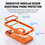 Custodia per telefono con cornice in silicone liquido, pannello posteriore trasparente, supporto magnetico girevole e pannello posteriore ibrido trasparente., For iPhone 17 Pro