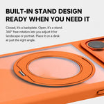 Custodia per telefono con cornice in silicone liquido, pannello posteriore trasparente, supporto magnetico girevole e pannello posteriore ibrido trasparente., For iPhone 17 Pro
