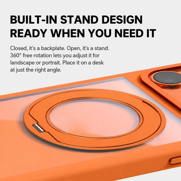 Custodia per telefono con cornice in silicone liquido, pannello posteriore trasparente, supporto magnetico girevole e pannello posteriore ibrido trasparente., For iPhone 17 Pro