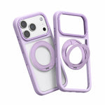 Custodia per telefono con cornice in silicone liquido, pannello posteriore trasparente, supporto magnetico girevole e pannello posteriore ibrido trasparente., For iPhone 17 Pro