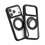 Custodia per telefono con cornice in silicone liquido, pannello posteriore trasparente, supporto magnetico girevole e pannello posteriore ibrido trasparente., For iPhone 17 Pro