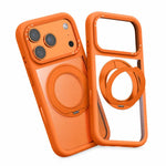 Custodia per telefono con cornice in silicone liquido, pannello posteriore trasparente, supporto magnetico girevole e pannello posteriore ibrido trasparente., For iPhone 17 Pro