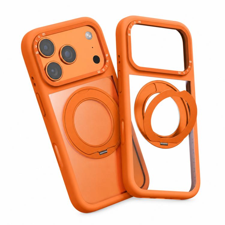 Custodia per telefono con cornice in silicone liquido, pannello posteriore trasparente, supporto magnetico girevole e pannello posteriore ibrido trasparente., For iPhone 17 Pro