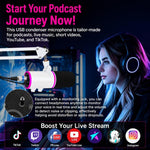 Microfono a condensatore RGB XTUGA GV6 per gaming e registrazione, ideale per streaming live e registrazioni., GV6