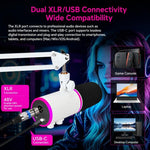 Microfono a condensatore RGB XTUGA GV6 per gaming e registrazione, ideale per streaming live e registrazioni., GV6