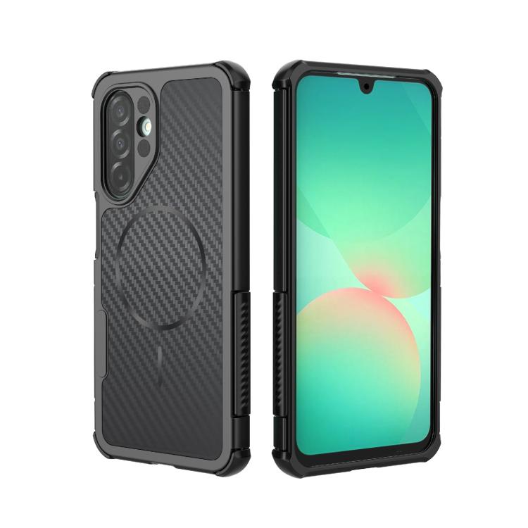 Custodia magnetica antiurto per telefono con texture in fibra di carbonio e airbag, resistente agli urti., For Galaxy A57 5G, For Galaxy A27 5G, For Galaxy A56 5G, For Galaxy A26 5G