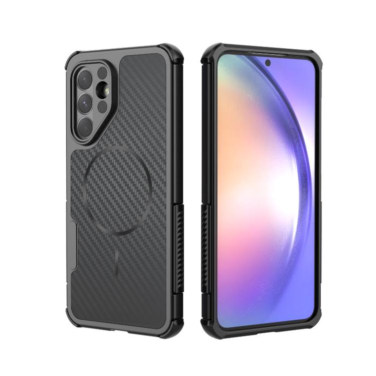 Custodia magnetica antiurto per telefono con texture in fibra di carbonio e airbag, resistente agli urti., For Galaxy A57 5G, For Galaxy A27 5G, For Galaxy A56 5G, For Galaxy A26 5G