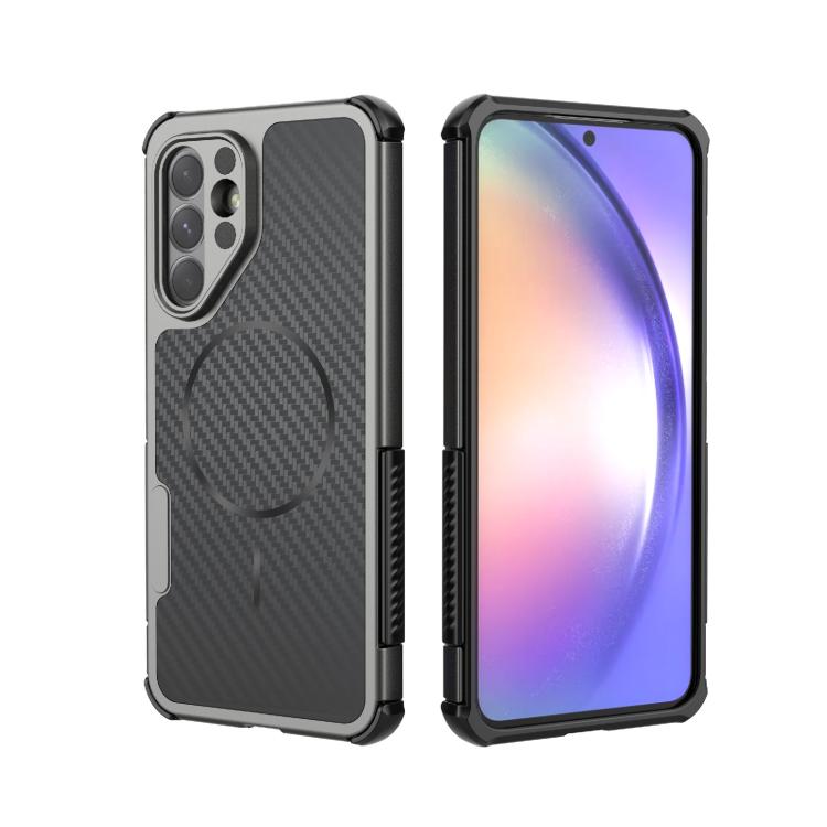 Custodia magnetica antiurto per telefono con texture in fibra di carbonio e airbag, resistente agli urti., For Galaxy A57 5G, For Galaxy A27 5G, For Galaxy A56 5G, For Galaxy A26 5G