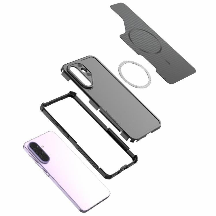 Custodia magnetica antiurto per telefono con texture in fibra di carbonio e airbag, resistente agli urti., For Galaxy A57 5G, For Galaxy A27 5G, For Galaxy A56 5G, For Galaxy A26 5G