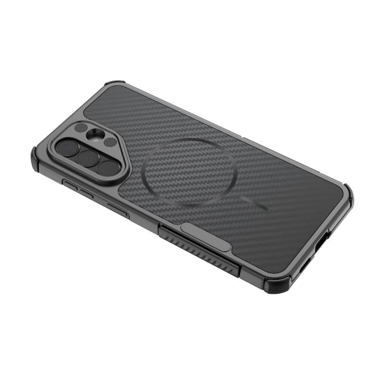Custodia magnetica antiurto per telefono con texture in fibra di carbonio e airbag, resistente agli urti., For Galaxy A57 5G, For Galaxy A27 5G, For Galaxy A56 5G, For Galaxy A26 5G