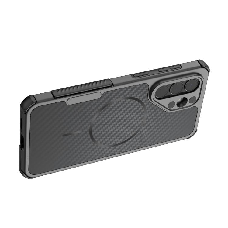 Custodia magnetica antiurto per telefono con texture in fibra di carbonio e airbag, resistente agli urti., For Galaxy A57 5G, For Galaxy A27 5G, For Galaxy A56 5G, For Galaxy A26 5G