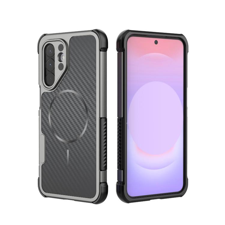 Custodia magnetica antiurto per telefono con texture in fibra di carbonio e airbag, resistente agli urti., For Galaxy A57 5G, For Galaxy A27 5G, For Galaxy A56 5G, For Galaxy A26 5G